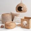 Gertrude Water Hyacinth Woven Wicker Square Cat Bed Cave - 13" x 13" x 13" - For Small and Medium Cat Breeds and Chihuahua