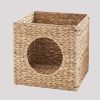 Gertrude Water Hyacinth Woven Wicker Square Cat Bed Cave - 13" x 13" x 13" - For Small and Medium Cat Breeds and Chihuahua